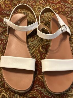 Xappeal White Ankle-Strap Flat Sandals